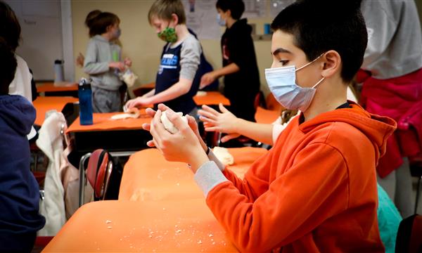 Boy shapes salt dough craft